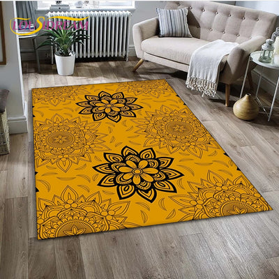 Tapis-floral-fleurs-luxueux-salon-chambre-decoration-jaune