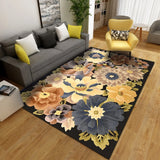 Tapis-floral-fleurs-luxueux-salon-chambre-decoration-noir-jaune