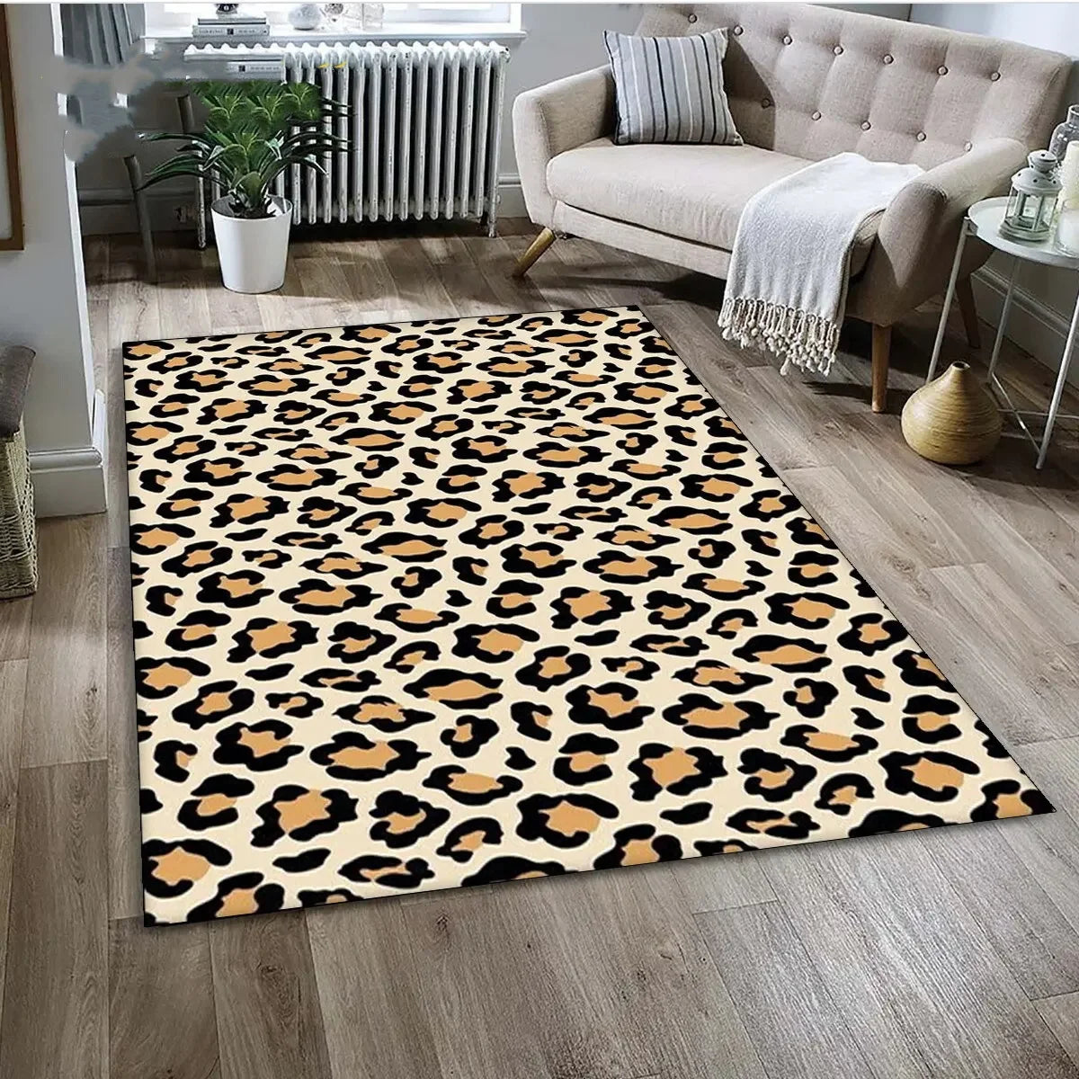 Tapis-leopard-motif-animal-rectangle-luxueux-salon-chambre-decoration-design-beige