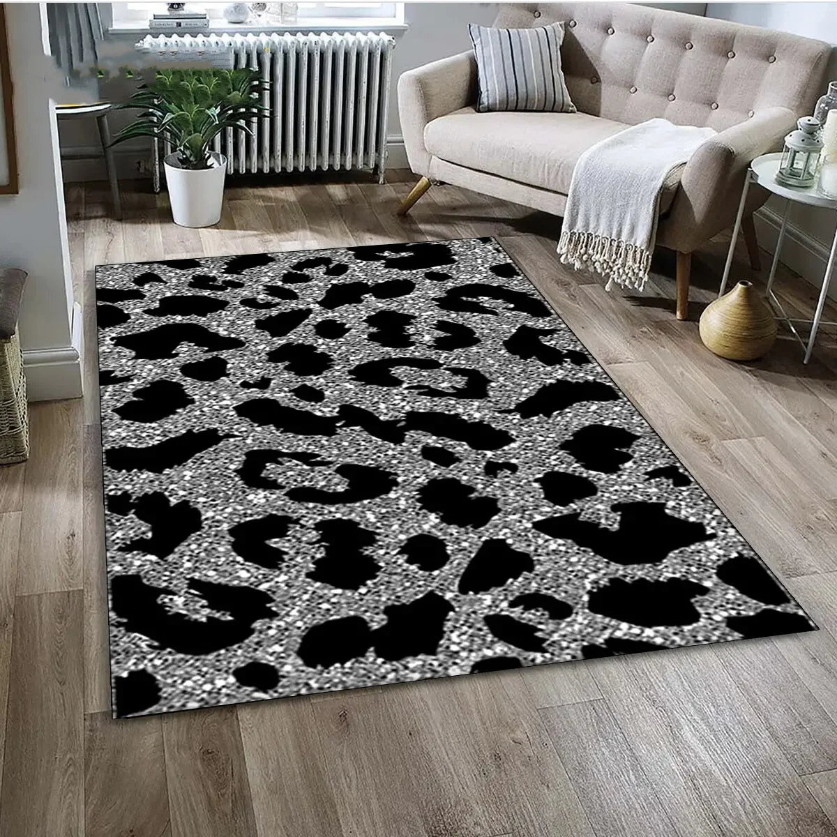 Tapis-leopard-motif-animal-rectangle-luxueux-salon-chambre-decoration-design-gris