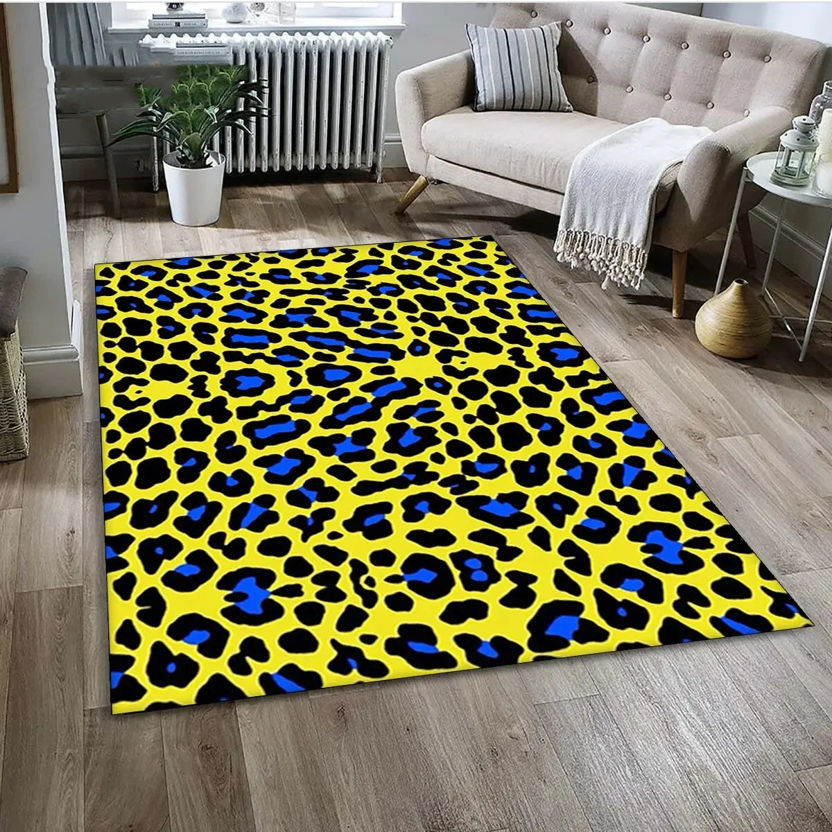 Tapis-leopard-motif-animal-rectangle-luxueux-salon-chambre-decoration-design-jaune