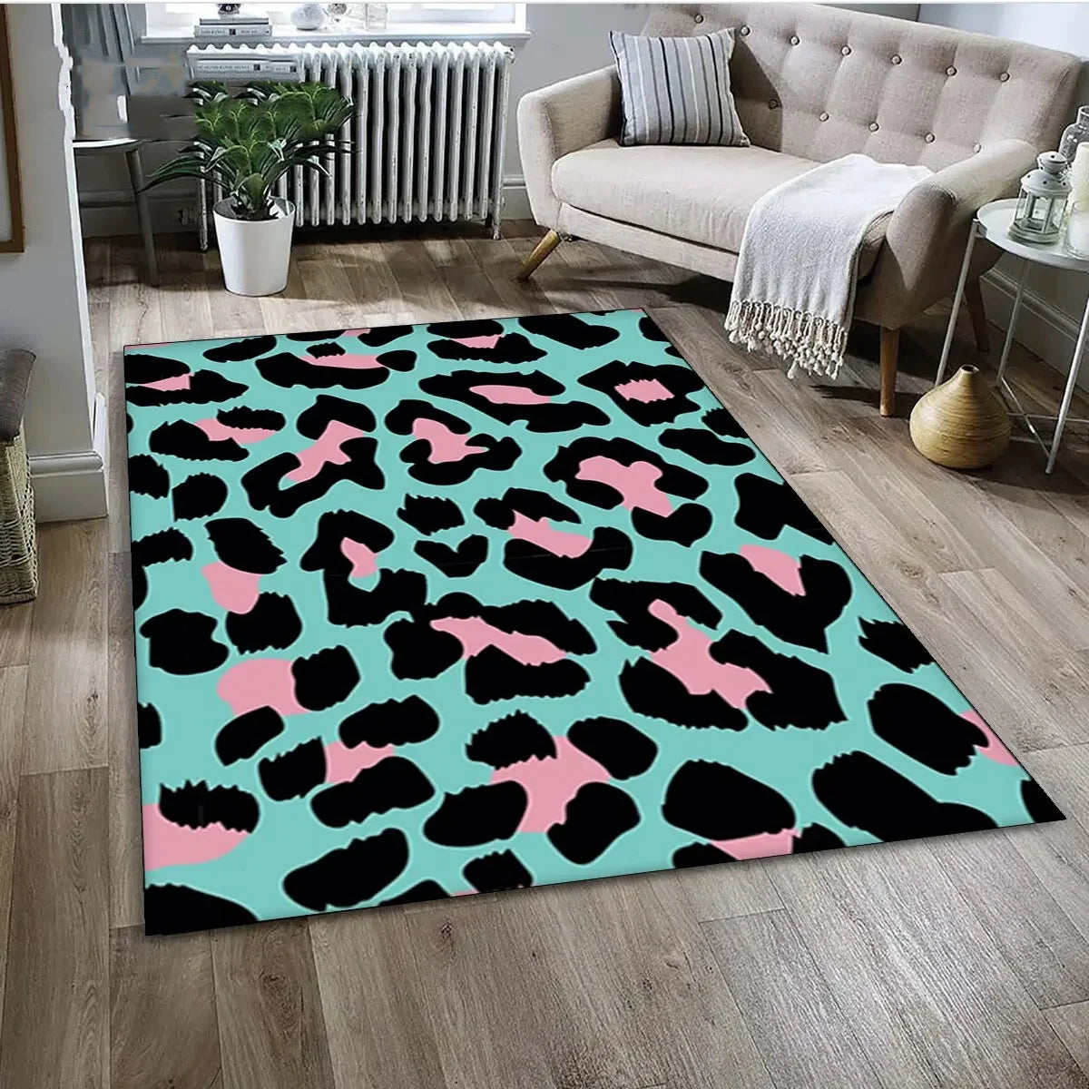 Tapis-leopard-motif-animal-rectangle-luxueux-salon-chambre-decoration-design-turquoise